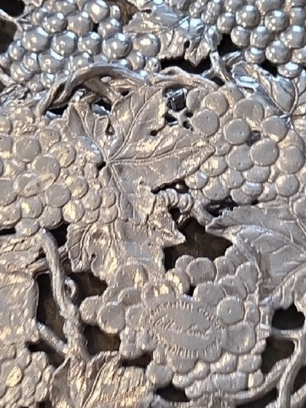 Arthur Court Silver Grape Motif Round Trivets - Pair